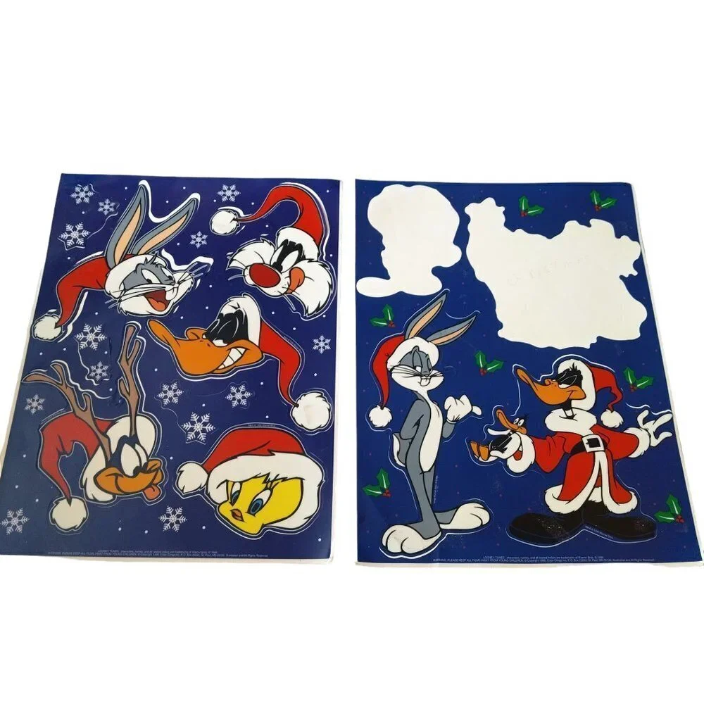 Christmas Window Clings Die Cuts Looney Tunes and More Vintage/Recent Lot CB3